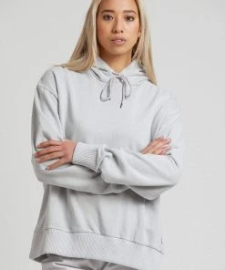 Afends Unisex THC - Unisex Hemp Oversized Pull On Hood - Glacier