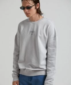 SALE Afends Mens Recycle Or Die - Oversized Crew Neck - Smoke