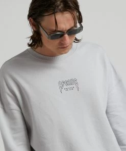SALE Afends Mens Recycle Or Die - Oversized Crew Neck - Smoke