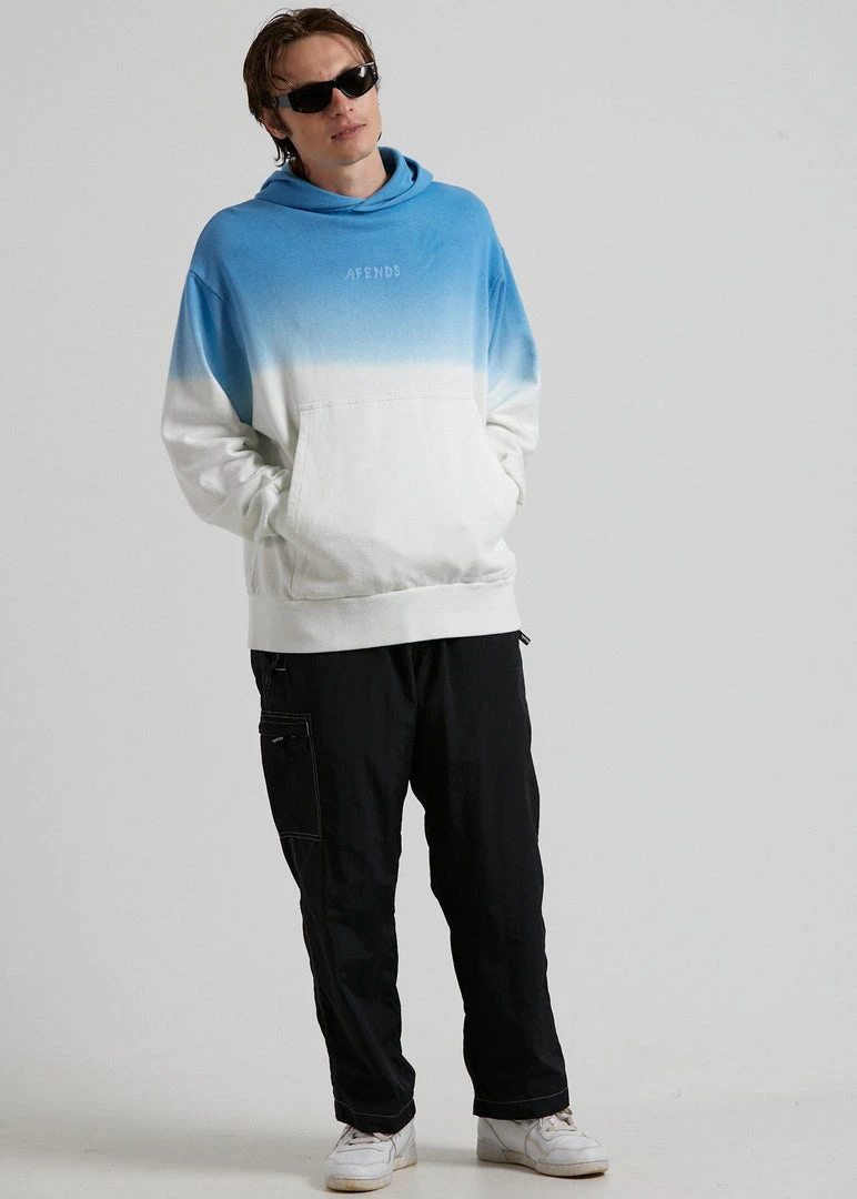 Afends Unisex High Status - Unisex Hemp Pull On Hood - Blue Dip Dye SALE 3 Afends Unisex High Status - Unisex Hemp Pull On Hood - Blue Dip Dye SALE