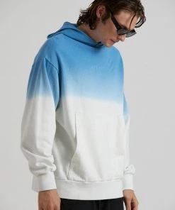 Afends Unisex High Status - Unisex Hemp Pull On Hood - Blue Dip Dye SALE