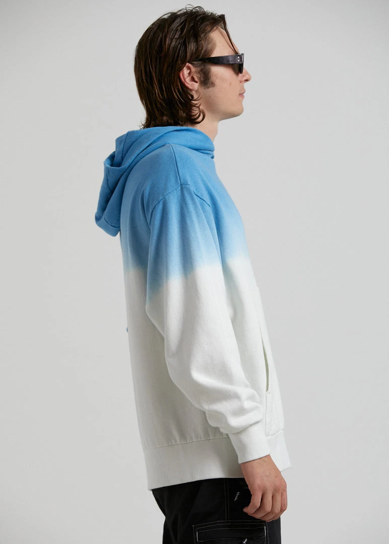 Afends Unisex High Status - Unisex Hemp Pull On Hood - Blue Dip Dye SALE 7 Afends Unisex High Status - Unisex Hemp Pull On Hood - Blue Dip Dye SALE