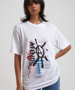 SALE Afends Unisex Burn Banks - Unisex Hemp Retro Fit Tee - White