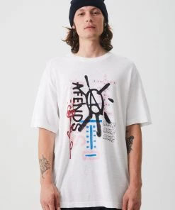 SALE Afends Unisex Burn Banks - Unisex Hemp Retro Fit Tee - White