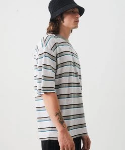 Afends Mens THC - Hemp Stripe Oversized Tee - Desert SALE