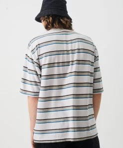 Afends Mens THC - Hemp Stripe Oversized Tee - Desert SALE