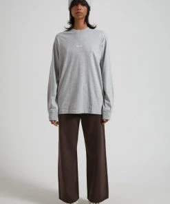 SALE Afends Unisex Society - Unisex Retro Fit Long Sleeve Tee - Grey Marle