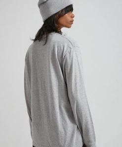 SALE Afends Unisex Society - Unisex Retro Fit Long Sleeve Tee - Grey Marle