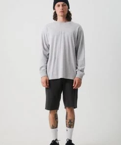 SALE Afends Unisex Society - Unisex Retro Fit Long Sleeve Tee - Grey Marle