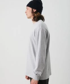 SALE Afends Unisex Society - Unisex Retro Fit Long Sleeve Tee - Grey Marle
