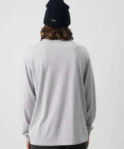 SALE Afends Unisex Society - Unisex Retro Fit Long Sleeve Tee - Grey Marle