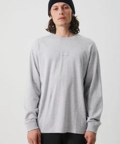 SALE Afends Unisex Society - Unisex Retro Fit Long Sleeve Tee - Grey Marle