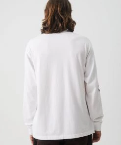 Afends Mens Positive Noise - Retro Fit Long Sleeve Tee - White