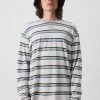 SALE Afends Mens THC - Hemp Stripe Long Sleeve Tee - Desert