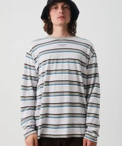 SALE Afends Mens THC - Hemp Stripe Long Sleeve Tee - Desert