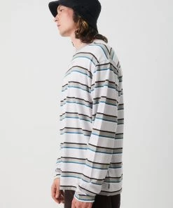 SALE Afends Mens THC - Hemp Stripe Long Sleeve Tee - Desert