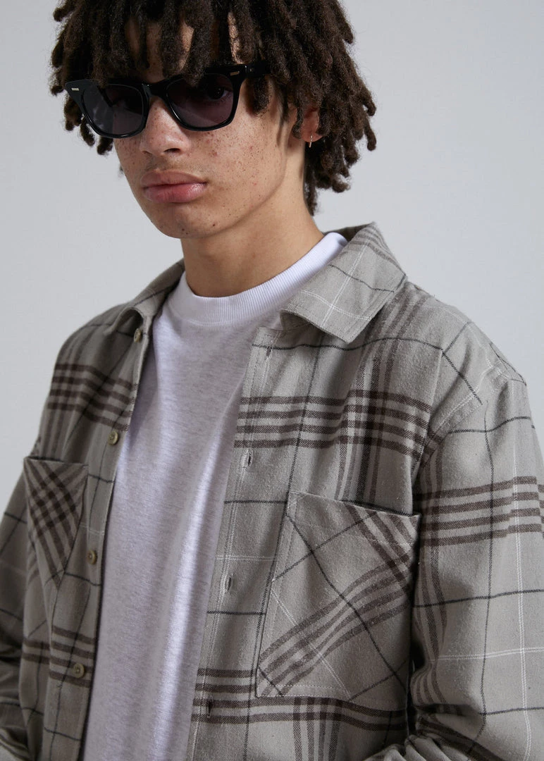 Afends Mens Mackey - Hemp Check Flannel Long Sleeve Shirt - Desert SALE 2 Afends Mens Mackey - Hemp Check Flannel Long Sleeve Shirt - Desert SALE