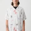 SALE Afends Mens Beni - Hemp Cuban Short Sleeve Shirt - White