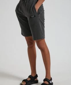 Afends Unisex Industry - Unisex Sweat Short - Stone Black SALE