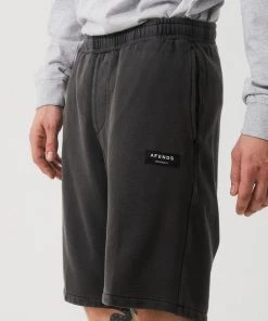 Afends Unisex Industry - Unisex Sweat Short - Stone Black SALE
