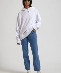 SALE Afends Unisex THC - Unisex Hemp Oversized Pull On Hood - White