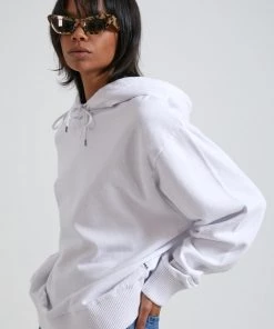 SALE Afends Unisex THC - Unisex Hemp Oversized Pull On Hood - White
