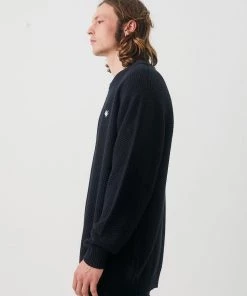 SALE Afends Mens THC - Hemp Knit Crew - Faded Black