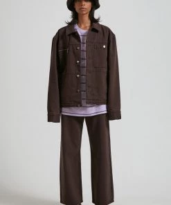 SALE Afends Unisex Richmond - Unisex Organic Denim Jacket - Coffee