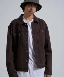 SALE Afends Unisex Richmond - Unisex Organic Denim Jacket - Coffee