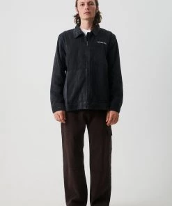 Afends Mens Mass - Hemp Corduroy Coach Jacket - Raven