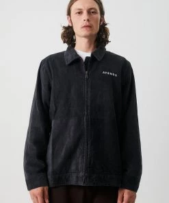 Afends Mens Mass - Hemp Corduroy Coach Jacket - Raven