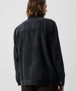 Afends Mens Mass - Hemp Corduroy Coach Jacket - Raven