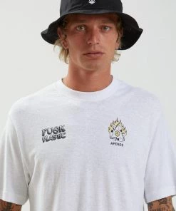 SALE Afends Unisex Fu*k Plastic - Unisex Retro Fit Tee - White