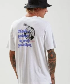 SALE Afends Unisex Fu*k Plastic - Unisex Retro Fit Tee - White