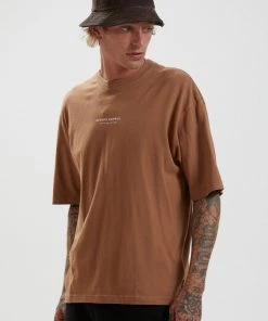 SALE Afends Mens Supply - Recycled Oversized T-Shirt - Camel