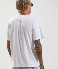 Afends Mens Maddock - Recycled Retro Fit T-Shirt - White SALE