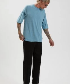 SALE Afends Mens Cadet - Hemp Raglan T-Shirt - Marine