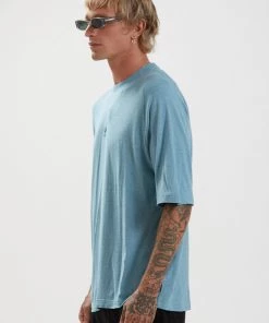 SALE Afends Mens Cadet - Hemp Raglan T-Shirt - Marine