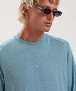 SALE Afends Mens Cadet - Hemp Raglan T-Shirt - Marine