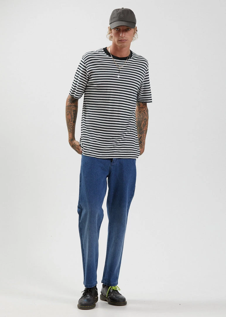 Afends Mens Azure - Hemp Stripe Retro Fit T-Shirt - Black 3 Afends Mens Azure - Hemp Stripe Retro Fit T-Shirt - Black