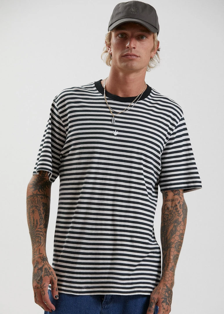 Afends Mens Azure - Hemp Stripe Retro Fit T-Shirt - Black 4 Afends Mens Azure - Hemp Stripe Retro Fit T-Shirt - Black
