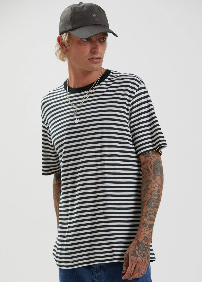Afends Mens Azure - Hemp Stripe Retro Fit T-Shirt - Black 1 Afends Mens Azure - Hemp Stripe Retro Fit T-Shirt - Black