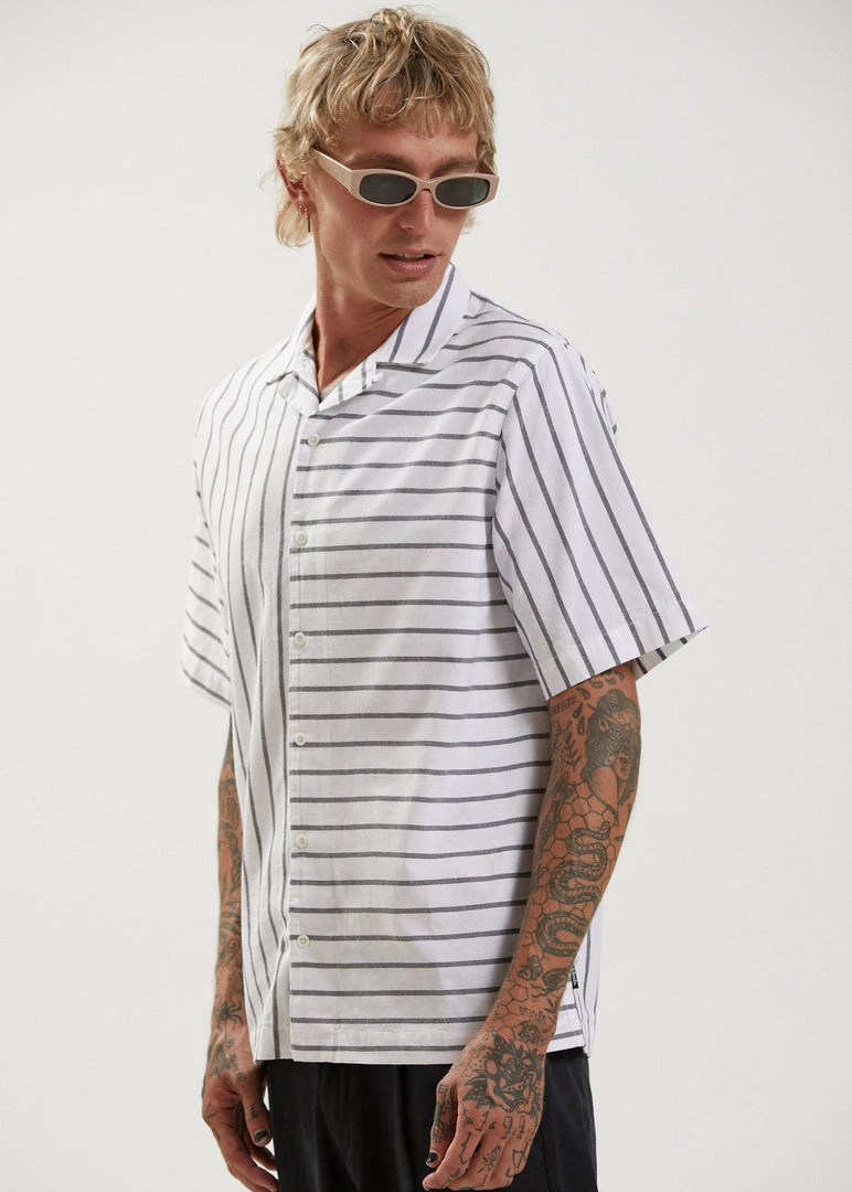 Afends Unisex Ladera - Unisex Cuban Short Sleeve Shirt - White 1 Afends Unisex Ladera - Unisex Cuban Short Sleeve Shirt - White