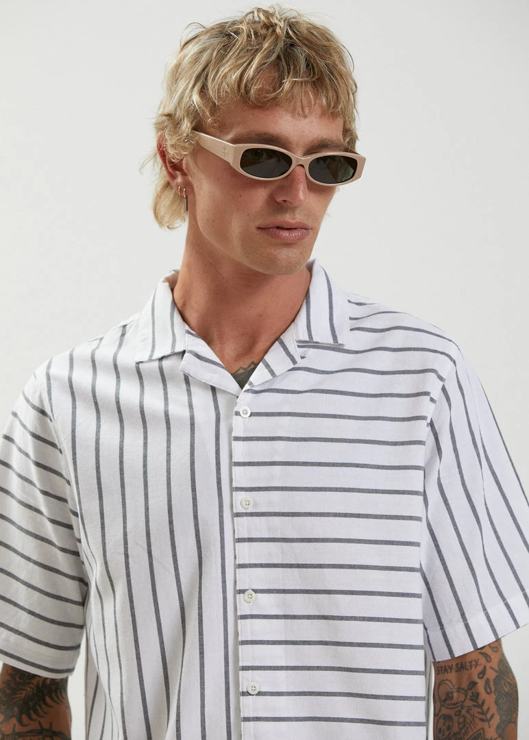 Afends Unisex Ladera - Unisex Cuban Short Sleeve Shirt - White 3 Afends Unisex Ladera - Unisex Cuban Short Sleeve Shirt - White