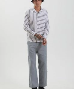 Afends Unisex Ladera - Unisex Cuban Long Sleeve Shirt - White SALE