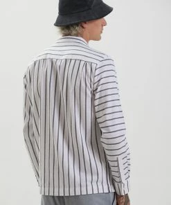 Afends Unisex Ladera - Unisex Cuban Long Sleeve Shirt - White SALE