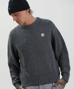 SALE Afends Mens White Noise - Hemp Knitted Jumper - Shadow