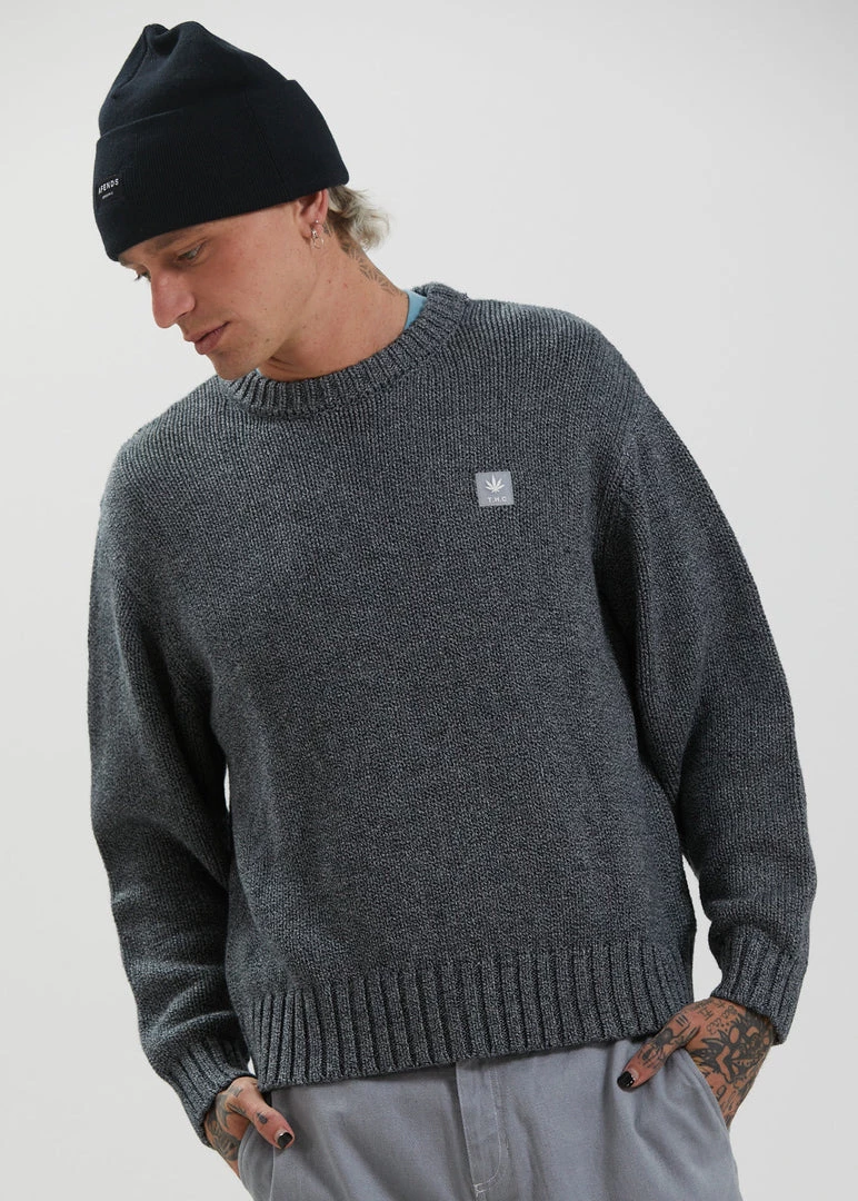 SALE Afends Mens White Noise - Hemp Knitted Jumper - Shadow 1 SALE Afends Mens White Noise - Hemp Knitted Jumper - Shadow