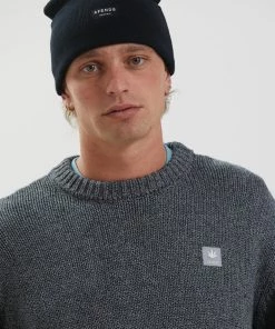 SALE Afends Mens White Noise - Hemp Knitted Jumper - Shadow