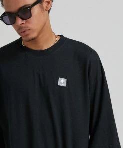 Afends Mens Daxon - Hemp Oversized T-Shirt - Faded Black